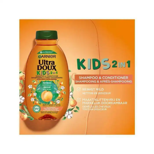Garnier Ultra Doux Kids 2-in-1 Apricot & Cotton Flower Shampoo 400ml - Image 3