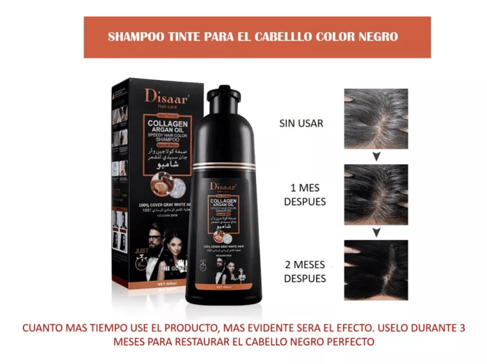 Disaar Collagen & Argan Oil Hair Color Shampoo Natural Black 400ml - Image 4