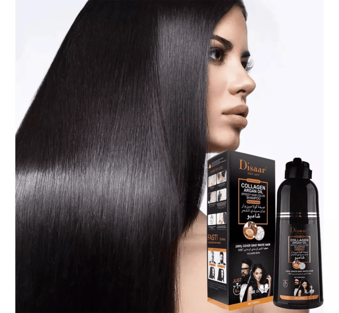 Disaar Collagen & Argan Oil Hair Color Shampoo Natural Black 400ml - Image 3